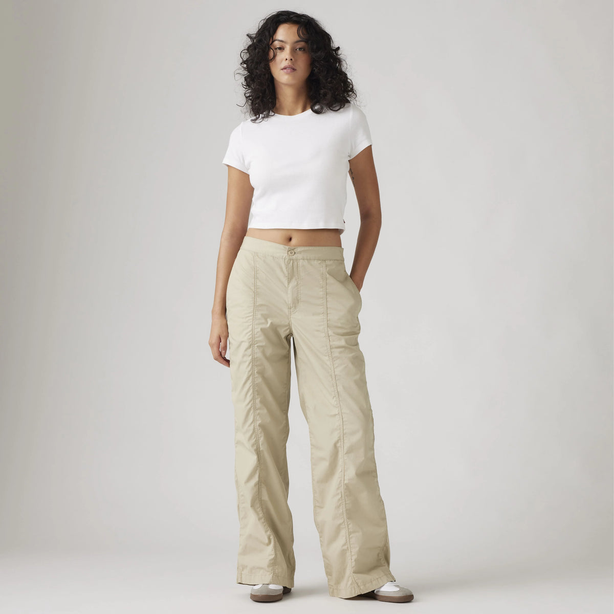 Baggy Parachute Women's Pants - White Pepper - Tan
