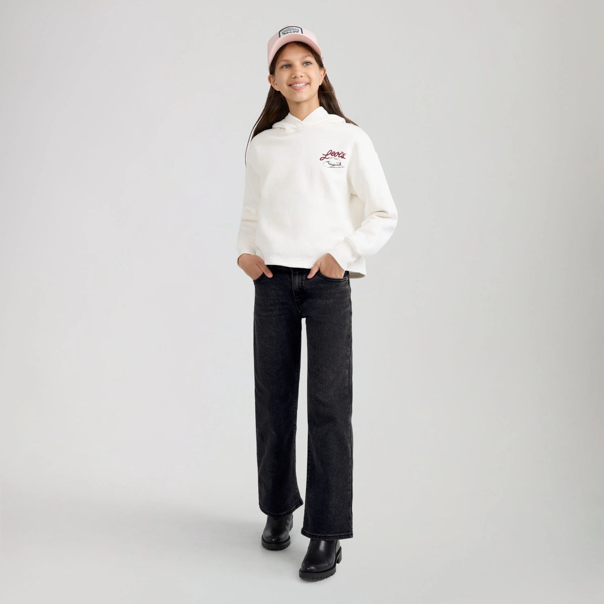 Wide Leg Jeans Big Girls 7-16 - Wish me Luck - Black