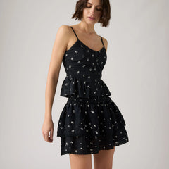 Raquel Smocked Mini Skirt - Angela Daisy V3 Anth - Black