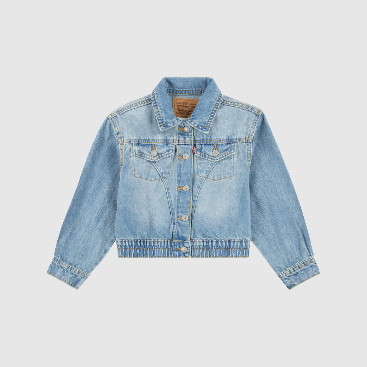 Oversized Scrunchie Waist Trucker JacketLittle Girls 4-6x - Tango Swing - Blue