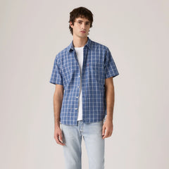 Short-Sleeve Classic One Pocket Standard Fit Shirt - Hakan Plaid Sunshine - Blue
