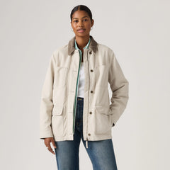 Bree Barn Jacket - Oyster Gray - White