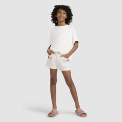 Embroidered Girlfriend Short Big Girls 7-16 - Antique White