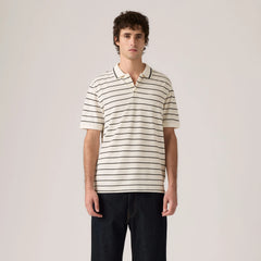 Levi's Original Polo Shirt - Teddy Stripe Egret - White