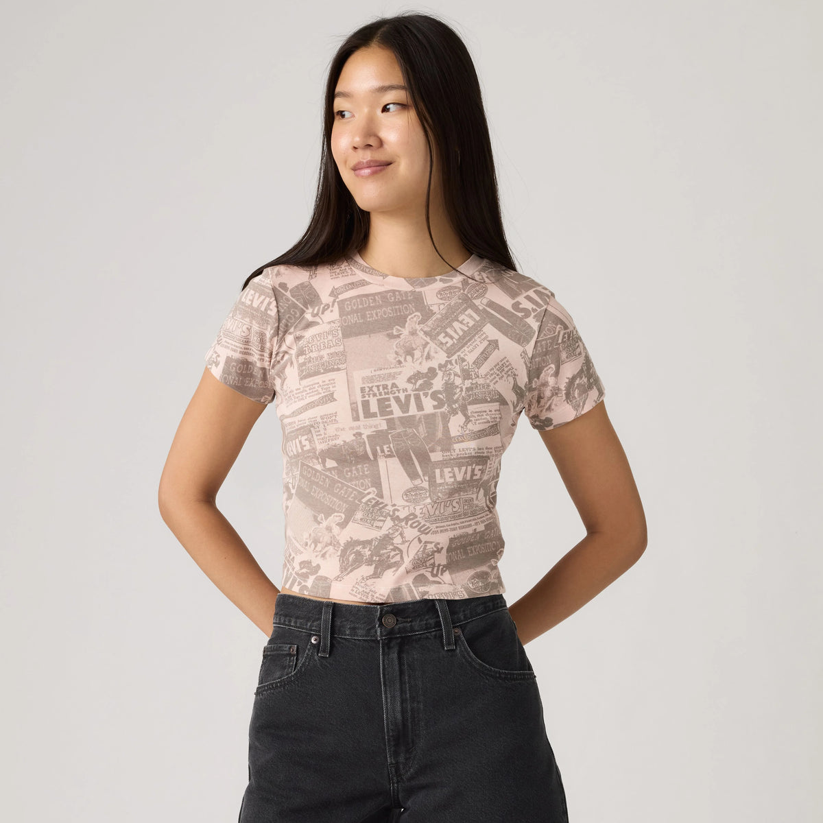 Graphic Logo Essential Sporty Tee - Zine Cowboy Grid Aop - Pink