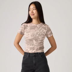 Graphic Logo Essential Sporty Tee - Zine Cowboy Grid Aop - Pink