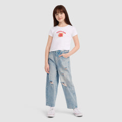 Baggy Barrel Jeans Big Girls 7-16 - Peachy - Pink