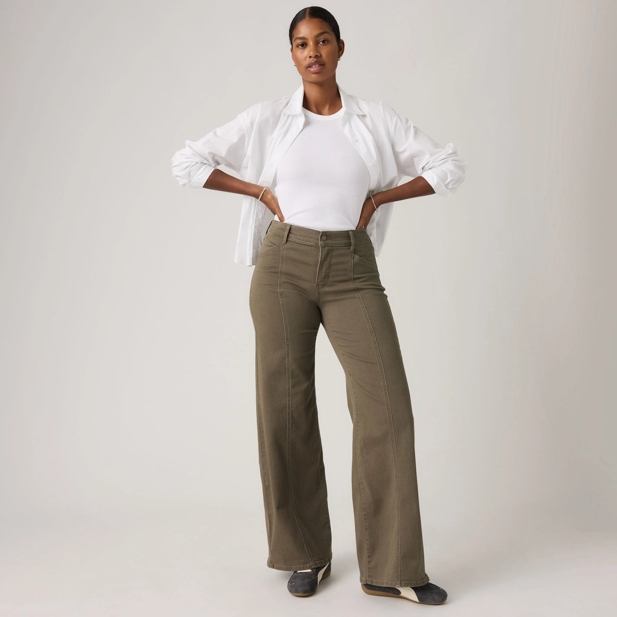 318 Seamed Wide-Leg Women's Jeans - Canteen - Brown