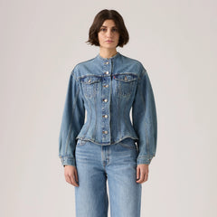 Sculpted Trucker Jacket - Dolly Day - Medium Wash