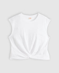 Jemma Knot Sleeveless Tee - Bright White - White
