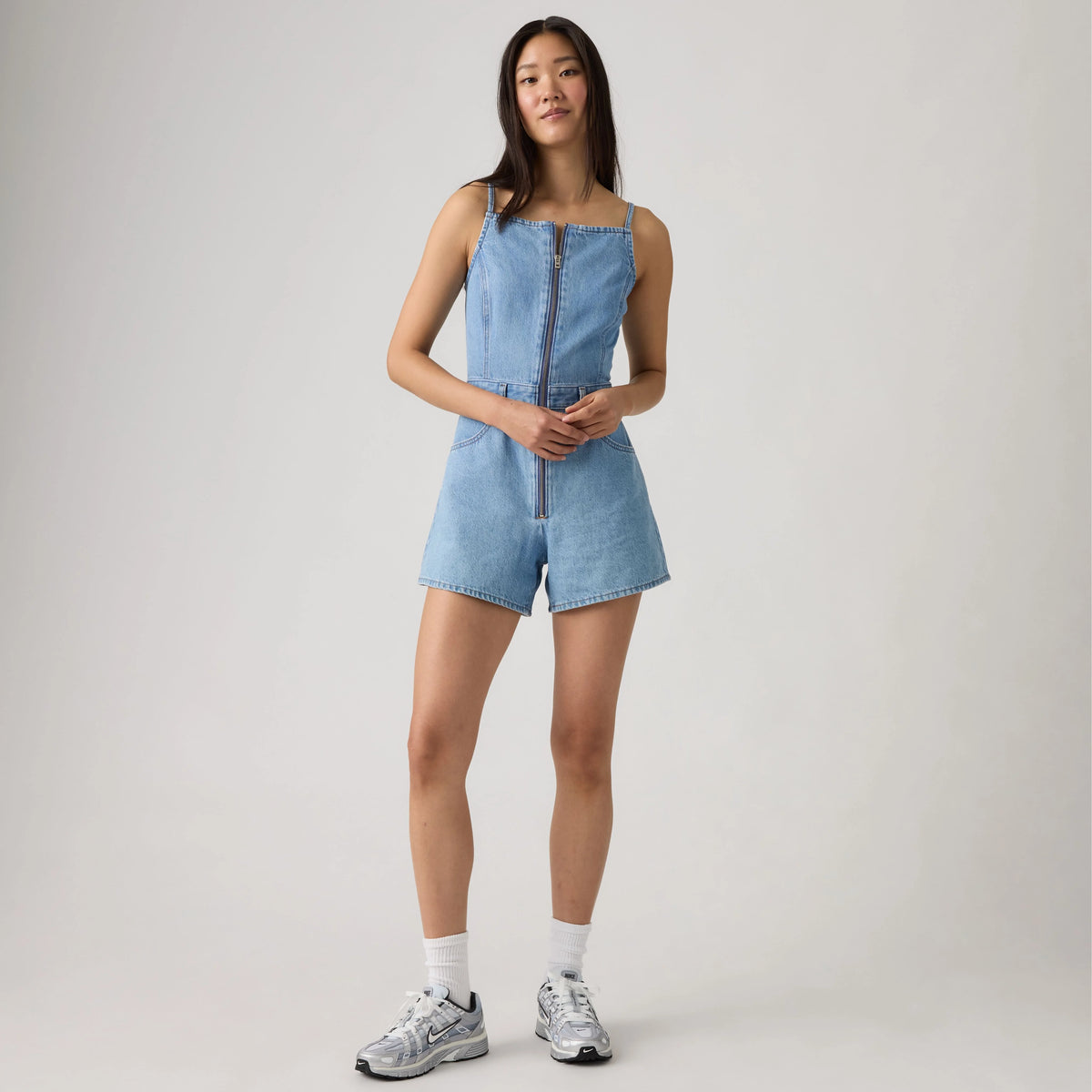 Square Neck Jumpsuit - I Won'T - Light Wash