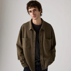Boxy Knit Worker Garment Dye Sweatshirt - Garment Dye Maitake Brown - Brown