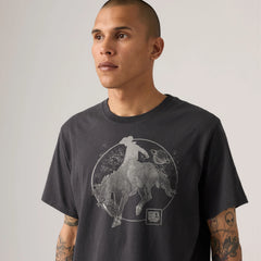 Relaxed Fit Short-Sleeve Graphic T-Shirt - Cowboy Scenic Phantom - Black