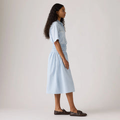 Everdeen Midi Skirt - Shelly Check Glacier - Blue