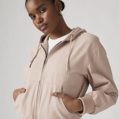 Relaxed Hooded Bomber Jacket - Light Pink
