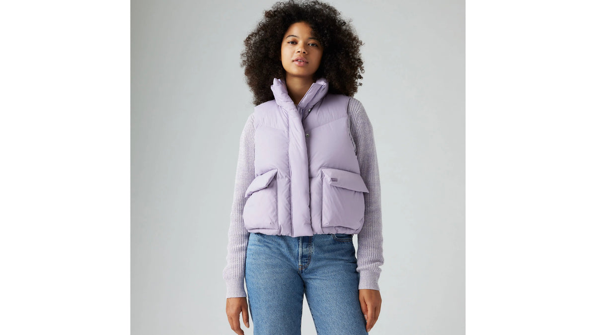 Western Bubble Puffer Vest - Heirloom Lilac - Purple