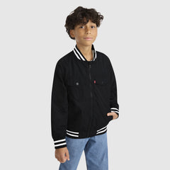 Mesh Lined Bomber Jacket Big Boys 8-20 - Black Stretch