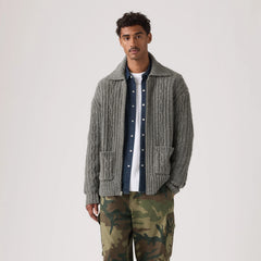 Telegraph Zip Cardigan - Quarry - White