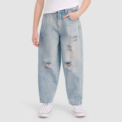 Baggy Barrel Jeans Big Girls 7-16 - Peachy - Pink