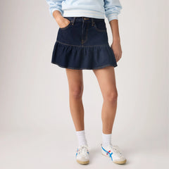 Flounce Mini Lightweight Skirt - Reign Of The Rinse - Dark Wash