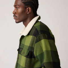 Relaxed Fit Sherpa Plaid Trucker Jacket - Laredo Plaid Duffel Bag - Green