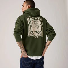 Relaxed Graphic Hoodie Sweatshirt - Wild West Tour Duffel Bag - Green
