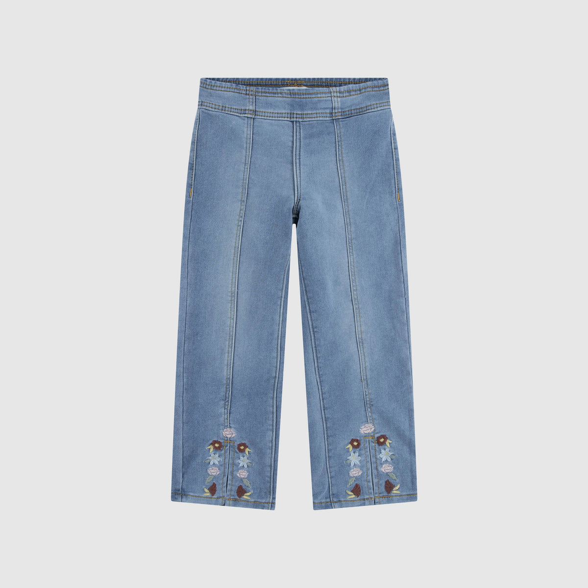 Dobby Pull On Wide Leg Jeans Little Girls 4-6 - Drew Me In - Medium Wash