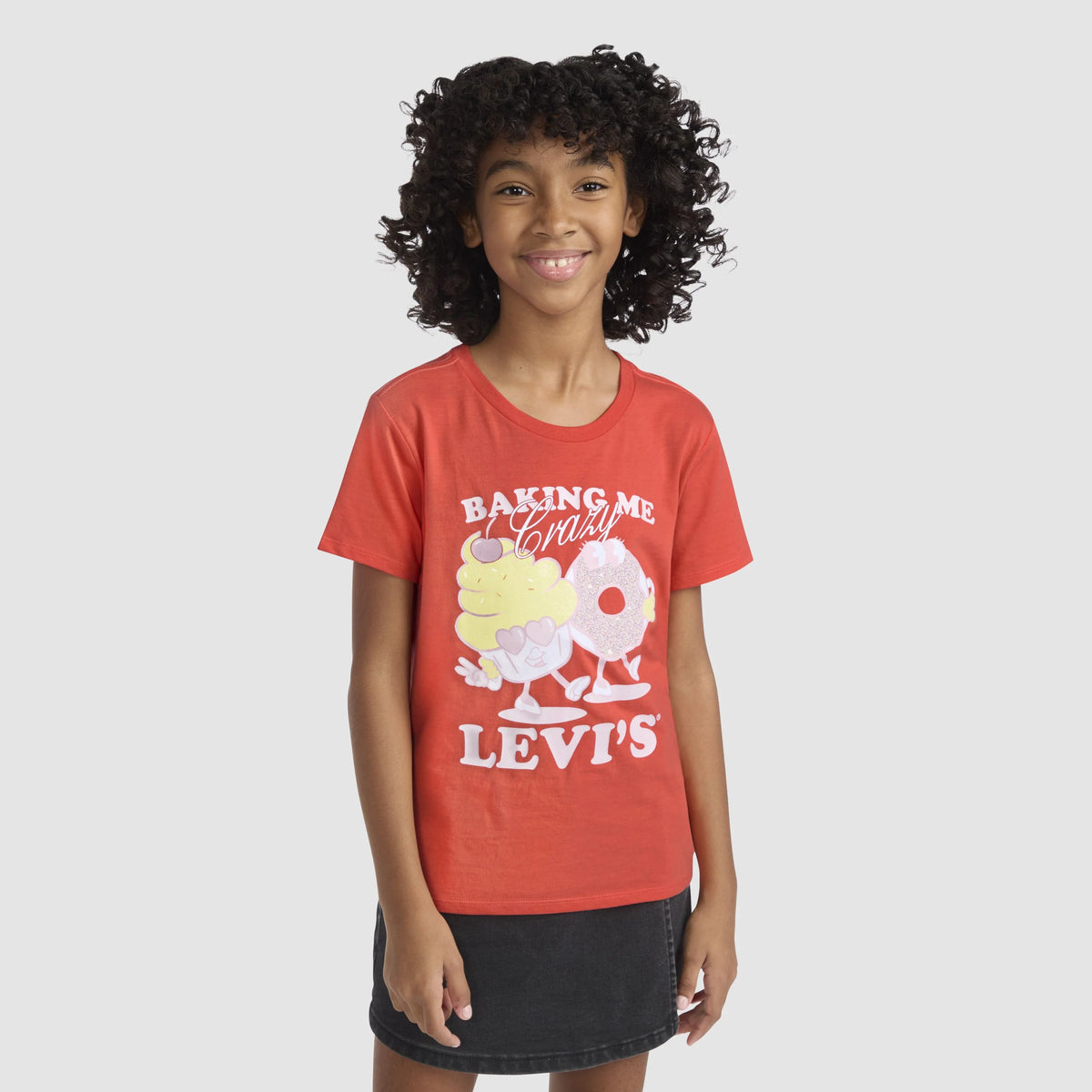 Short Sleeve Bake Graphic Tee Big Girls 7-16 - Hot Coral - Pink