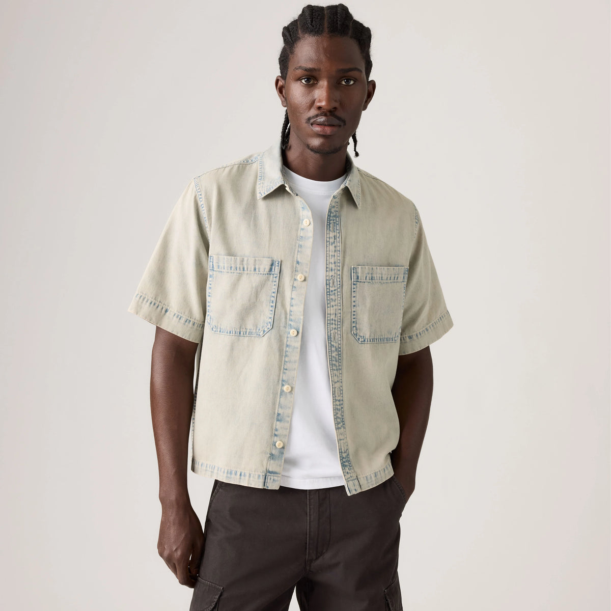Short-Sleeve Mechanic Boxy Shirt - Early Rise - Medium Wash