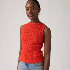 Bella Smocked Top - Signal Red - Red