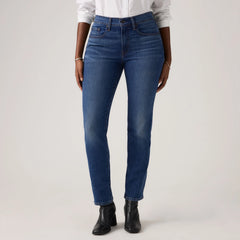 724 High Rise Straight Candiani Denim Women's Jeans - Damaged Stats - Dark Wash