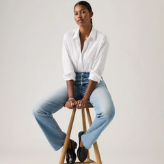 Harlie Cropped Button Down Shirt - Bright White - White