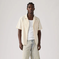 Sunset Camp Cotton Linen Shirt - Oatmeal Cotton Linen - White
