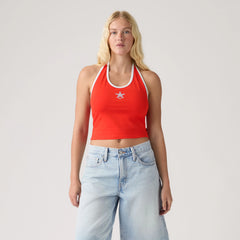 Graphic Ella Halter Top - Halter Tank Starfish Signal Red / Bright White - Red