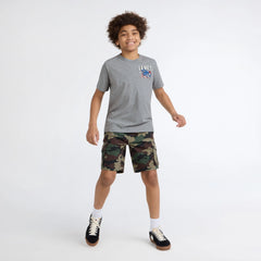 Skateboarding Skeleton Tee Big Boys 8-20 - Heather Grey
