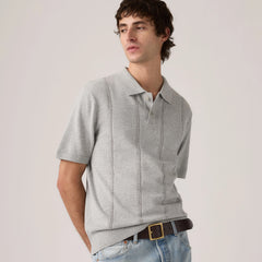 Austin Polo Sweater - Mid Tone Grey Heather - Grey
