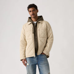 Diamond Quilted Overshirt - Safari - Tan