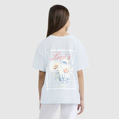 Big Girls Short Sleeve Oversized Floral - Multi-Color
