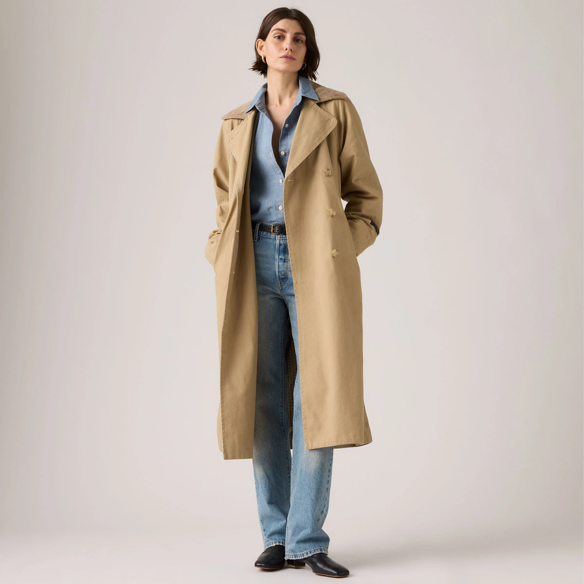 Bree Classic Long Trench Coat - Travertine - Tan