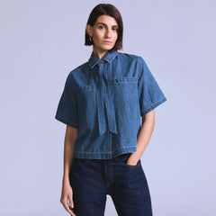 Women's Short-Sleeve Cafe Top - Everyday Blues - Medium Wash