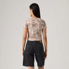 Graphic Logo Essential Sporty Tee - Zine Cowboy Grid Aop - Pink