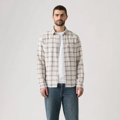 Sunset One Pocket Standard Fit Cotton Linen Shirt - Ishu Plaid Moonbeam Cotton Linen - Multi-Color