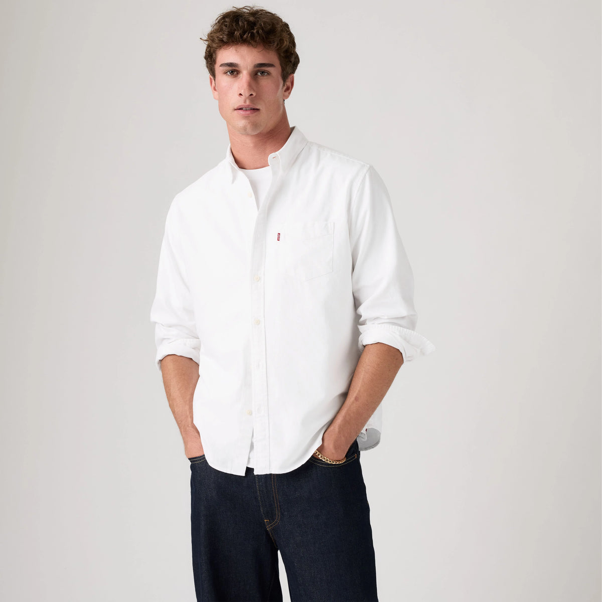 Classic One Pocket Standard Fit Oxford Shirt - White - Neutrals