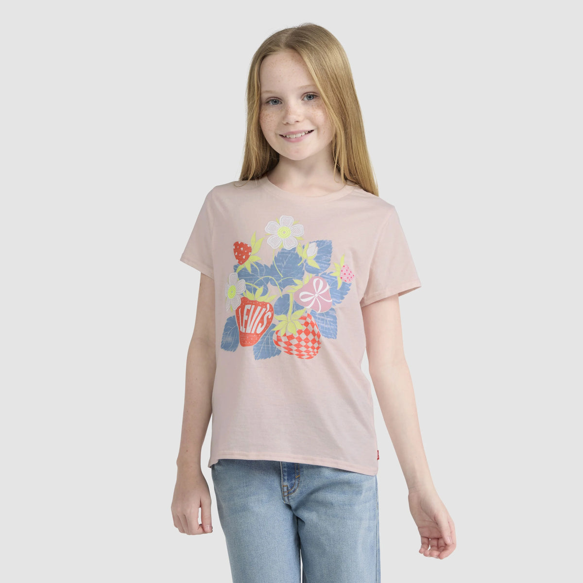 Short Sleeve Strawberry Graphic Tee Big Girls 7-16 - Crystal Pink - Pink