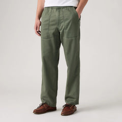 Easy Relaxed Cotton Linen Pull On Surplus Men's Pants - Kambaba - Green