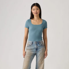 Garment Dye Essential Square Neck T-Shirt - Garment Dye - Blue