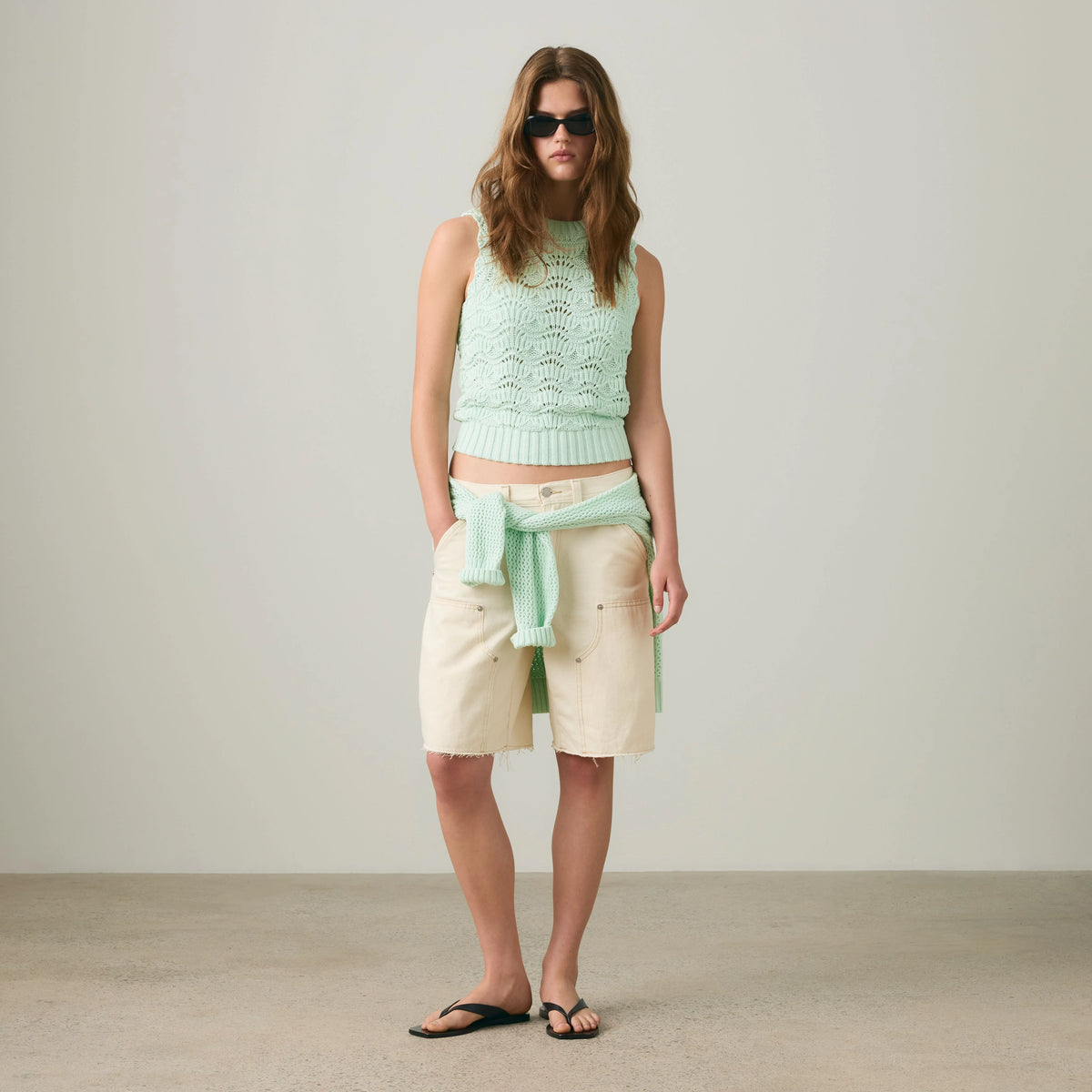 Baggy Dad Utility Women's Shorts - Yeah No Yeah Utility - White
