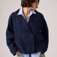 Bree Cropped Swing Trench Jacket - Nightwatch Blue - Blue