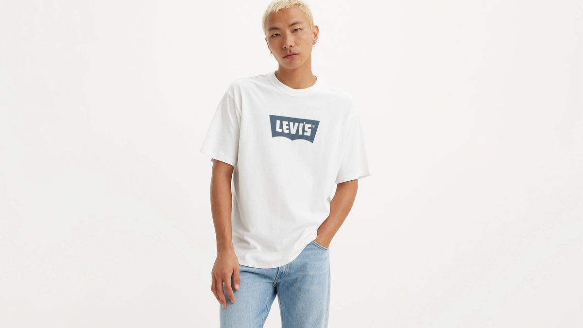 Relaxed Fit Vintage Batwing Graphic T-Shirt - Vintage Indigo - White