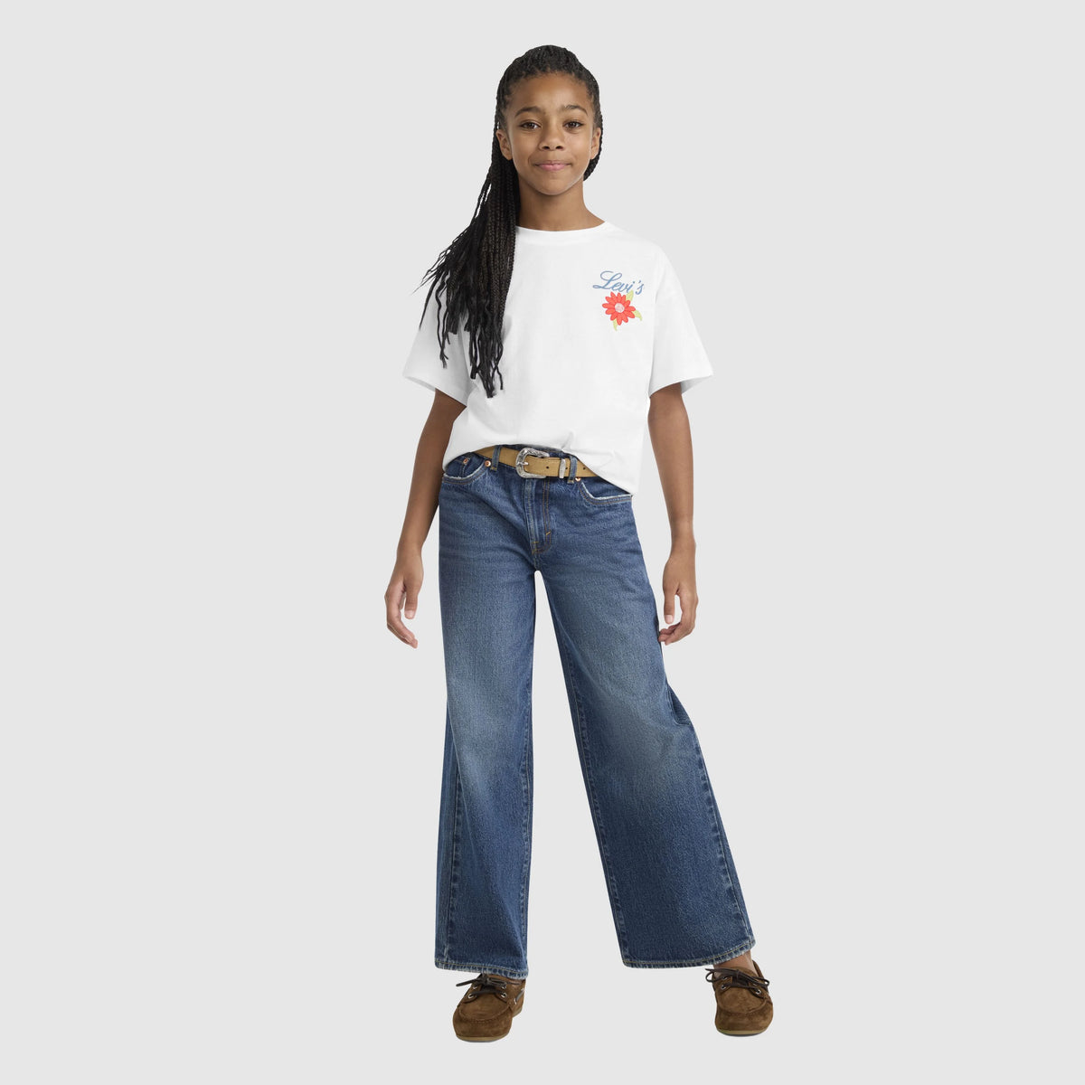 Short Sleeve Levis Floral Oversized Graphic Tee Big Girls 7-16 - Bright White